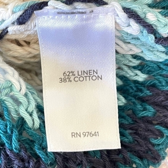 J Jill Crochet Striped Cream and Blue Women's Sweater - Picture 7 of 8